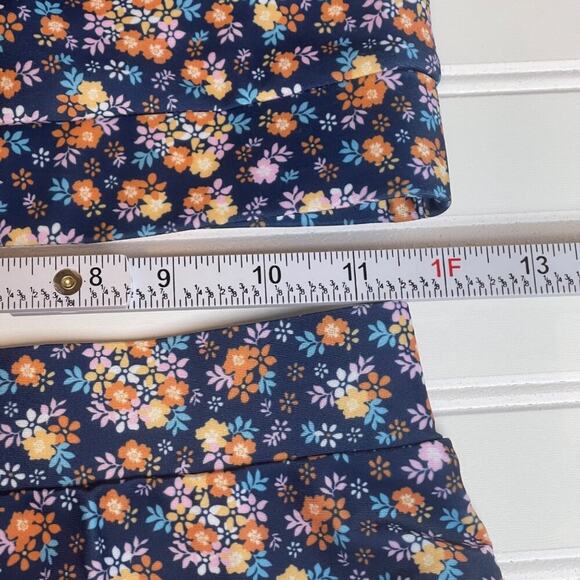 Womens 2 Piece Swimsuit Small Blue Ditsy Scoop Neck Floral Bikini High Cut Cheek - Picture 5 of 8